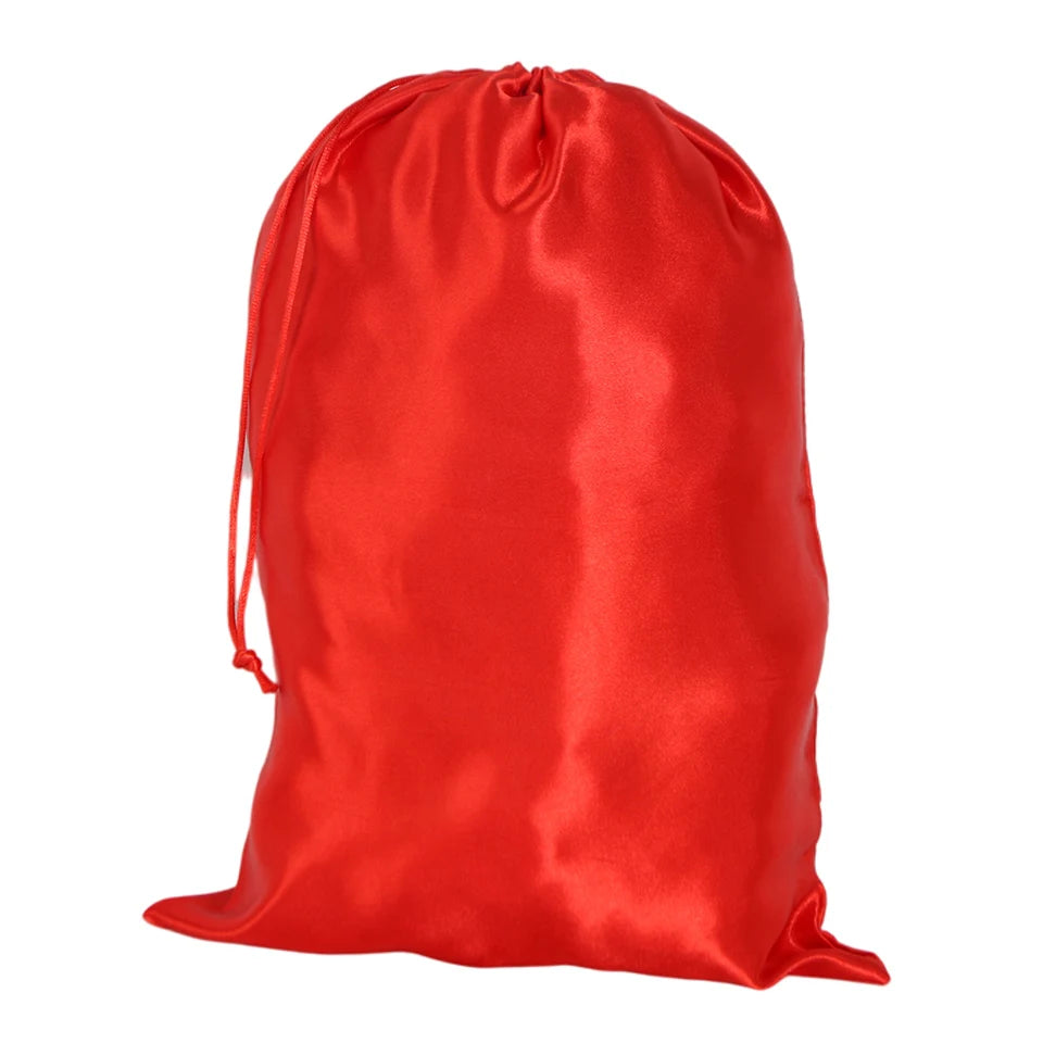 Pochette de rangement en satin 25x35cm, disponible en 20 couleurs, pour perruques ou extensions ; sac à cordon pour accessoires de voyage.