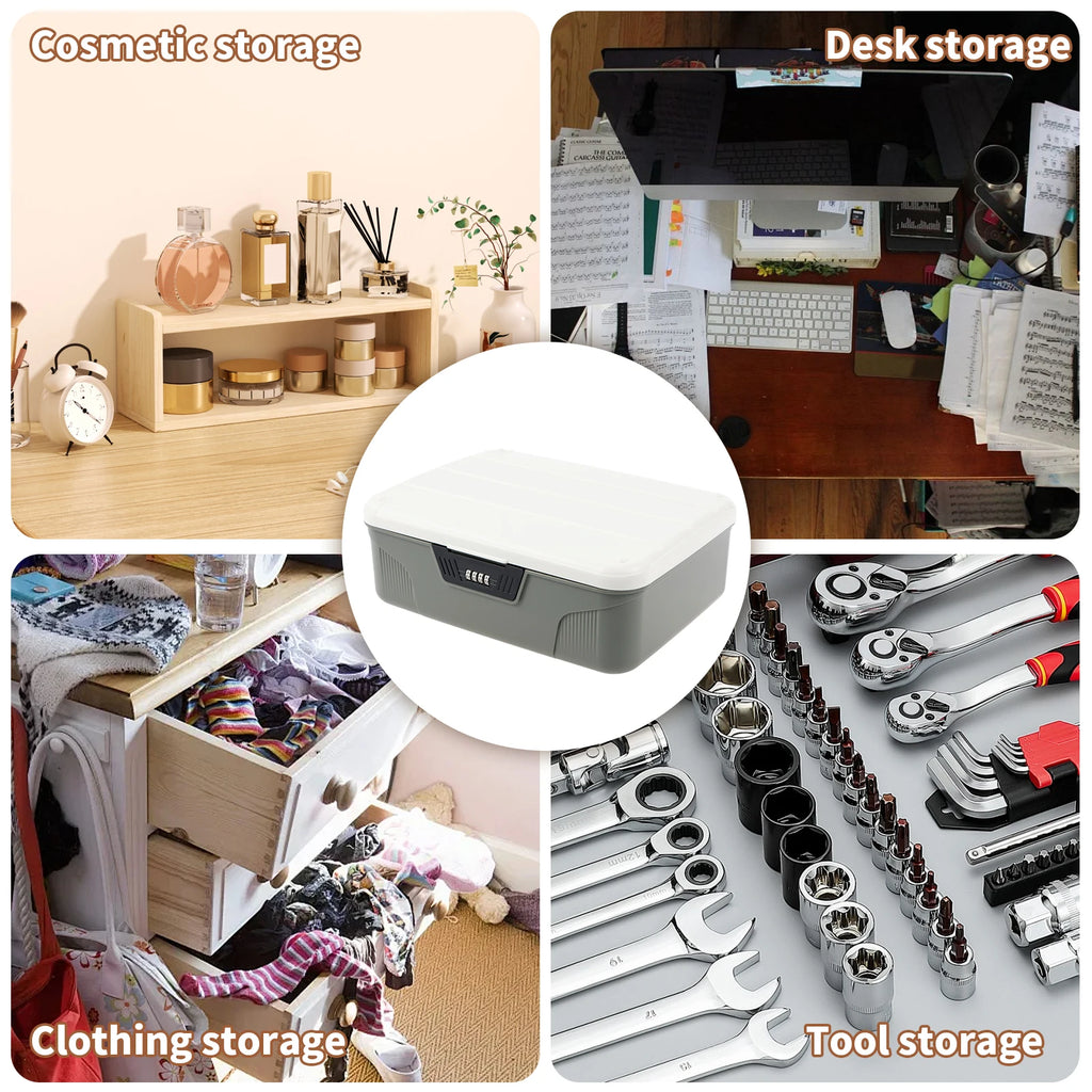 Coffre-fort à serrure numérique avec mot de passe - Boîte de rangement sécurisée et discrète pour argent, bijoux et autres objets de valeur - Bac de rangement portable en plastique verrouillable
