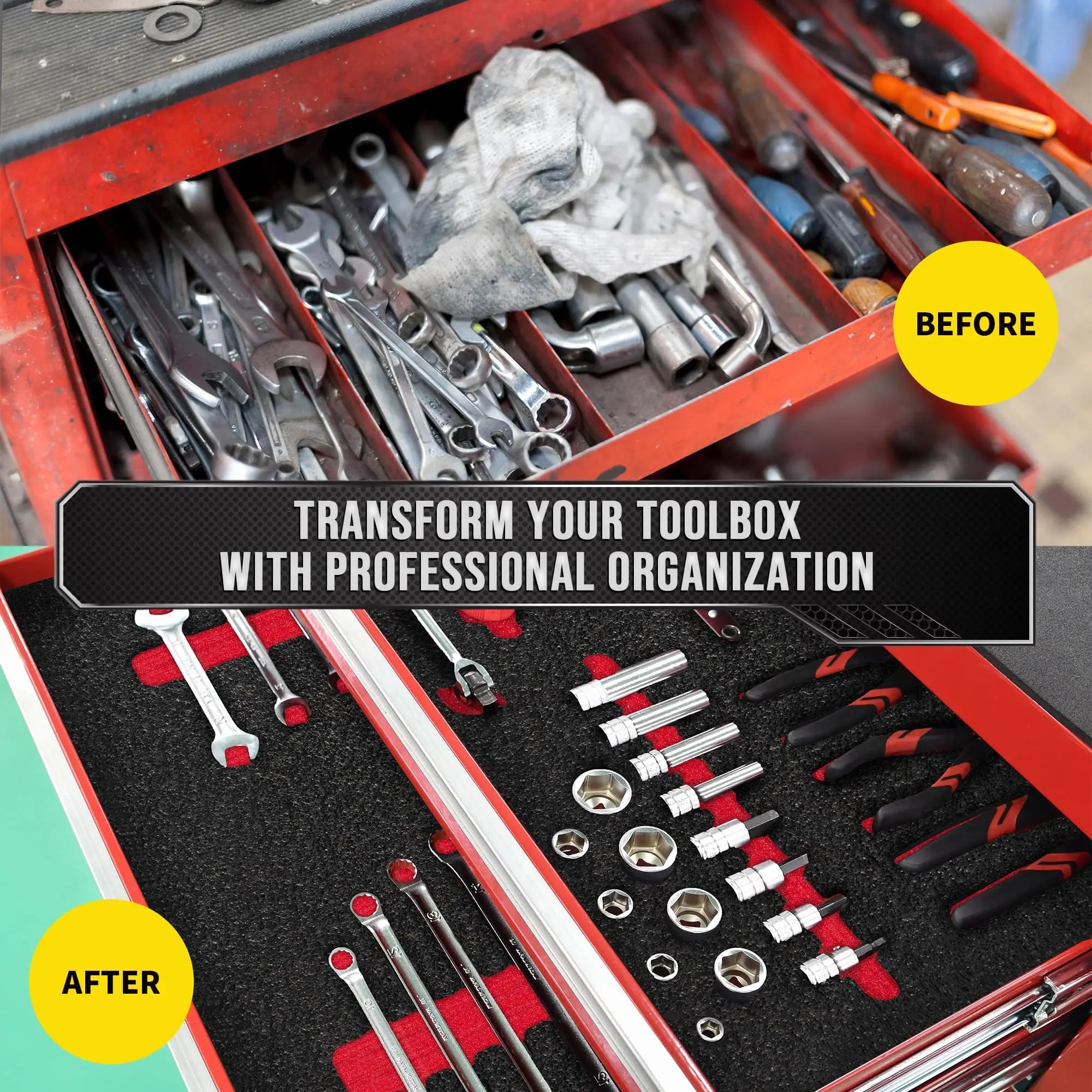 Mousse pour boîtes à outils - Inserts en mousse pour valises, mousse de découpe Shadow Foam pour boîtes à outils, flight cases et rangement d'outils