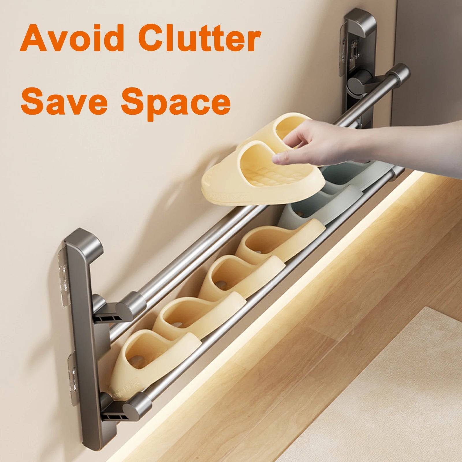 Étagère à chaussures murale simple pour salle de bain, crochet pour chaussons, égouttoir, rangement et rangement pour chaussons. Organisateur de chaussures.