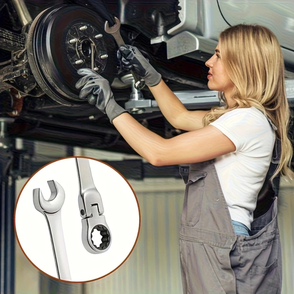 1Pc 72-Tooth Ratchet Wrench Set, Chrome Vanadium Steel, Adjustable Torque for Auto & Heavy-Duty Use