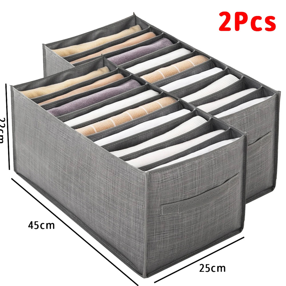 Organisateur de vêtements pliable pour placard, boîte de rangement pour jeans, organisateur de tiroir avec poignées, rangement de garde-robe