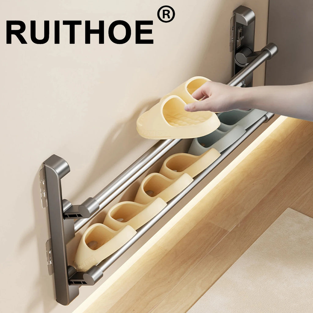 Étagère à chaussures murale simple pour salle de bain, crochet pour chaussons, égouttoir, rangement et rangement pour chaussons. Organisateur de chaussures.