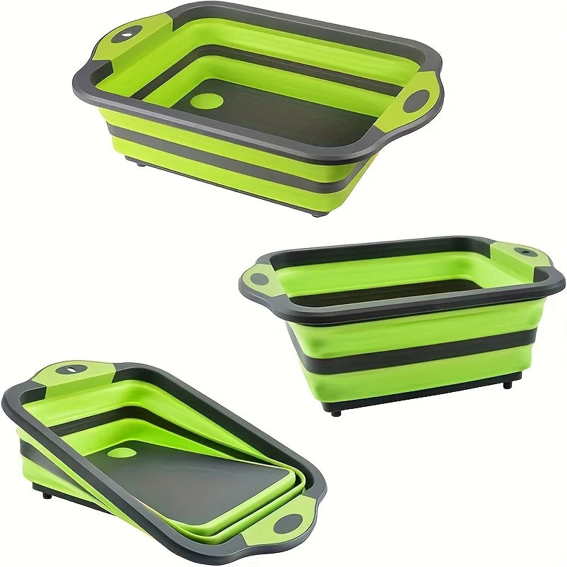 Bassin portable peu encombrant avec évier intégré et fonction de rangement – idéal pour le camping, les voyages et l'usage domestique.