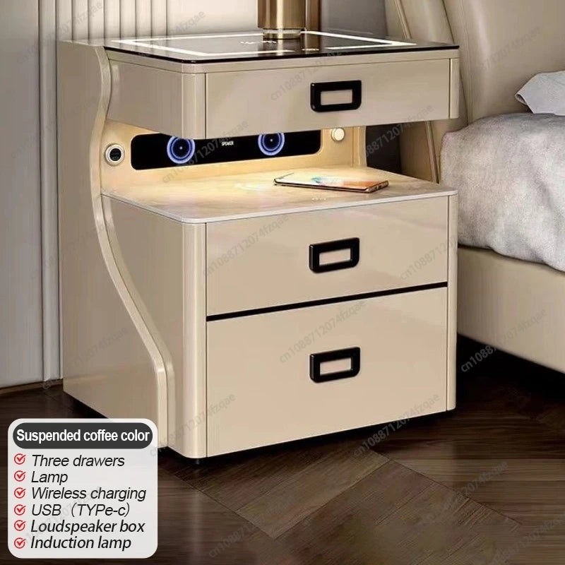 Table de chevet pour salon, meuble de rangement intelligent, mobilier moderne, coffre-fort de chevet pour chambre à coucher avec chargeur sans fil