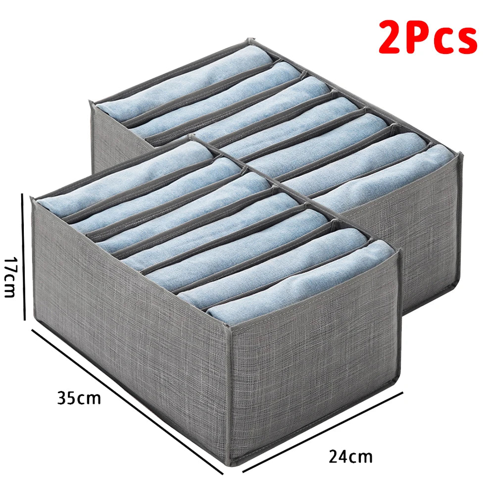 Organisateur de vêtements pliable pour placard, boîte de rangement pour jeans, organisateur de tiroir avec poignées, rangement de garde-robe