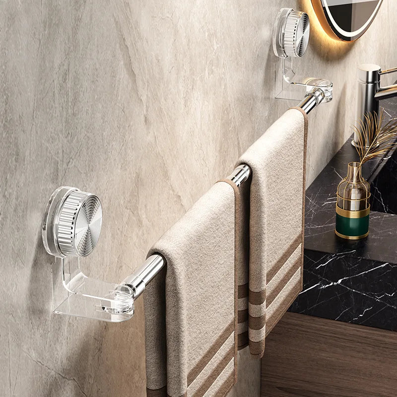 Bathroom Suction Cup Towel Holder Retractable 30-60cm No Drilling Towel Rack Kitchen Bathroom Towel Slippers Organizer Shelf Acc