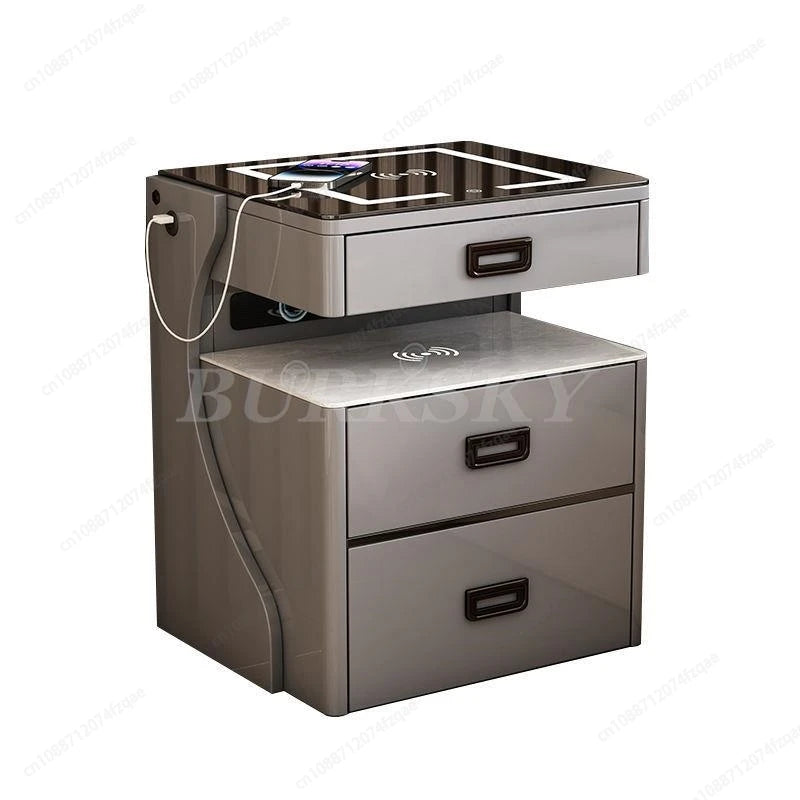 Table de chevet pour salon, meuble de rangement intelligent, mobilier moderne, coffre-fort de chevet pour chambre à coucher avec chargeur sans fil