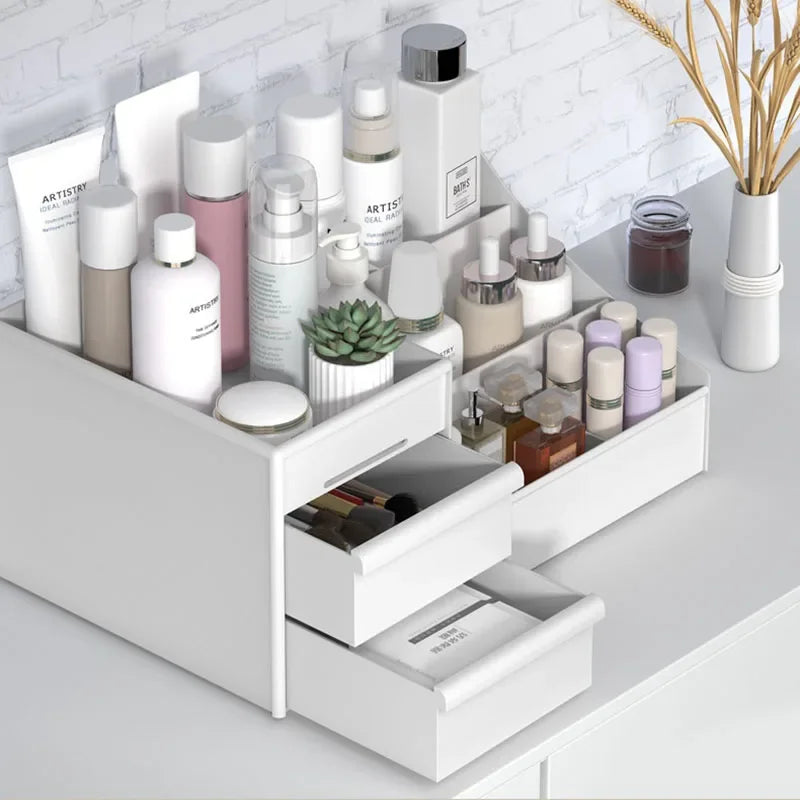 Boîte de rangement pour cosmétiques à tiroir, gain de place, pour produits de soin de la peau, bureau, coiffeuse, étagère pour masque facial et rouge à lèvres