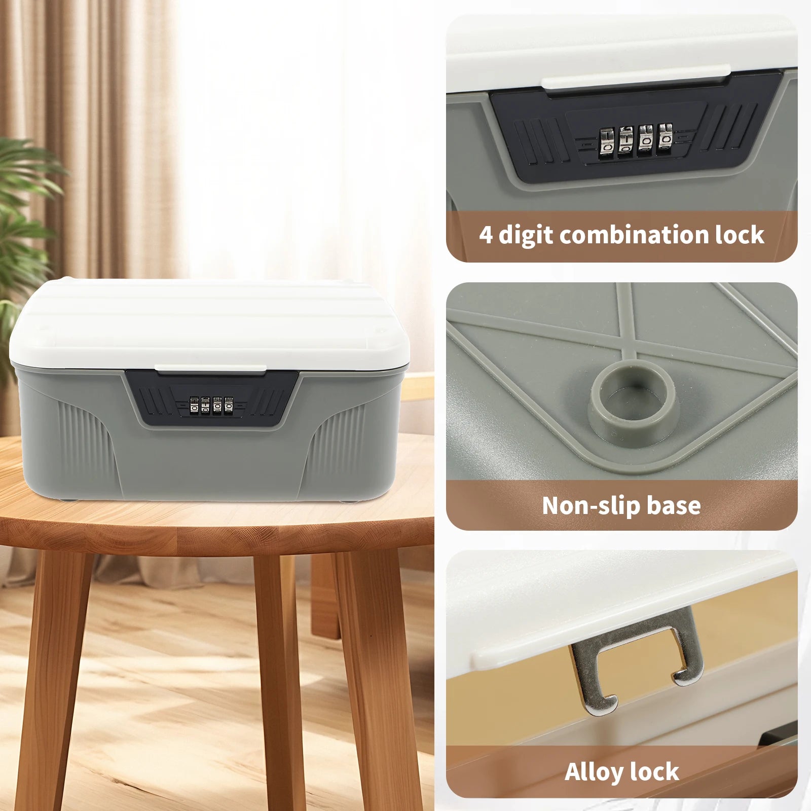 Coffre-fort à serrure numérique avec mot de passe - Boîte de rangement sécurisée et discrète pour argent, bijoux et autres objets de valeur - Bac de rangement portable en plastique verrouillable