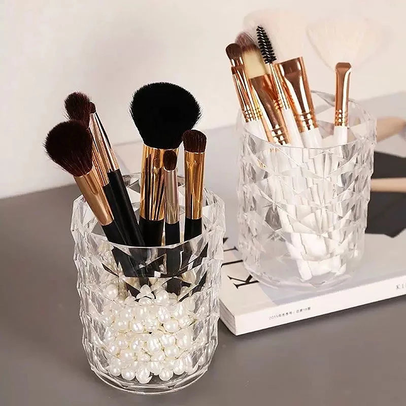 Seau de rangement anti-poussière pour pinceaux de maquillage, porte-pinceaux transparent, porte-stylos pour coiffeuse