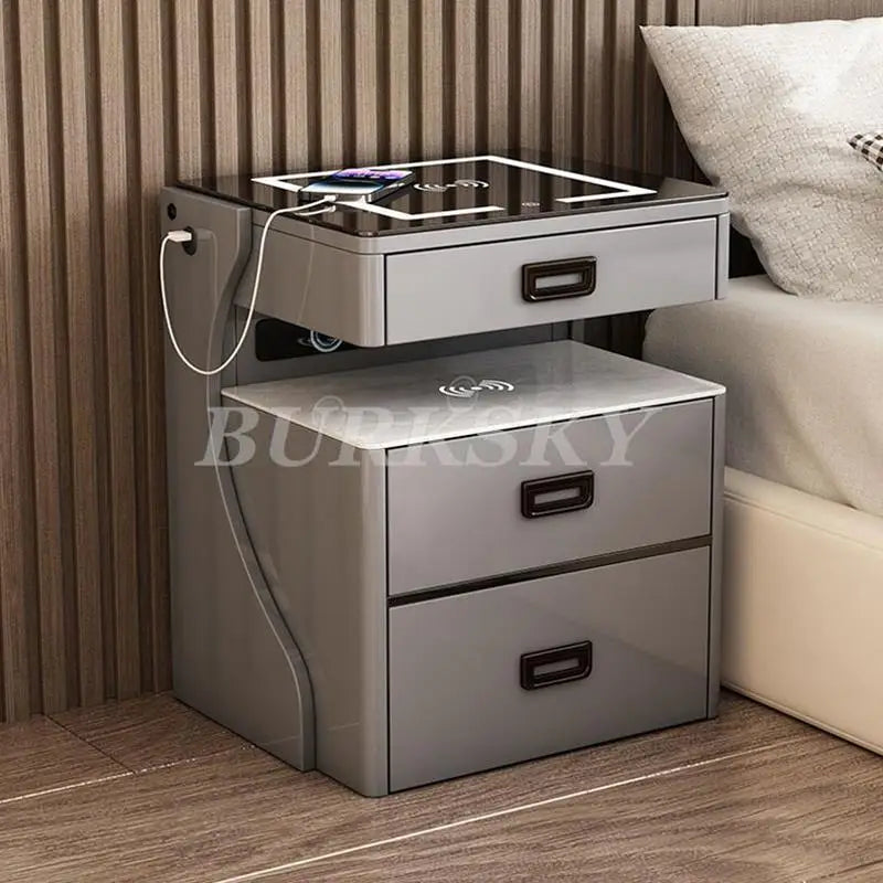 Table de chevet pour salon, meuble de rangement intelligent, mobilier moderne, coffre-fort de chevet pour chambre à coucher avec chargeur sans fil