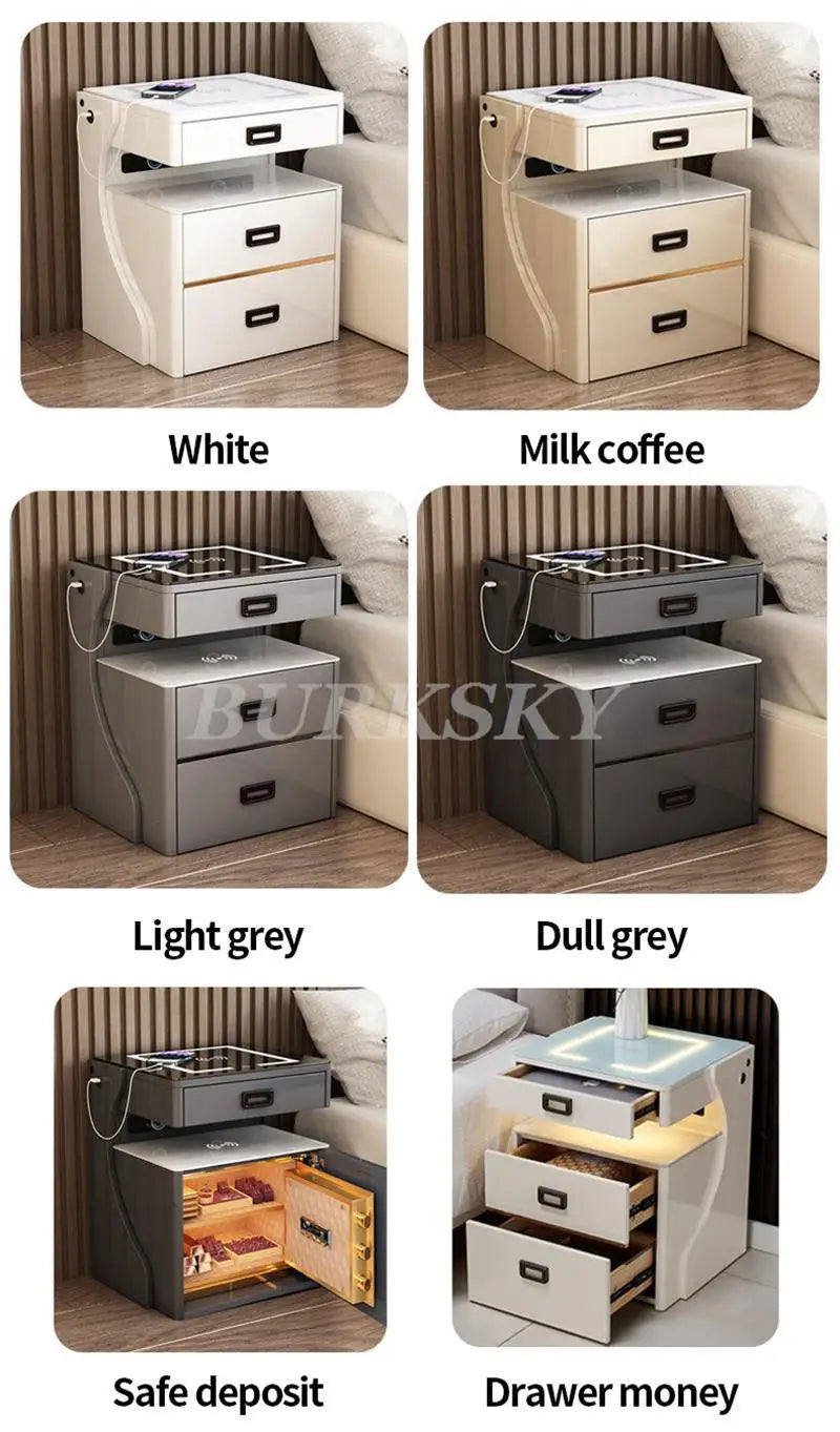 Table de chevet pour salon, meuble de rangement intelligent, mobilier moderne, coffre-fort de chevet pour chambre à coucher avec chargeur sans fil