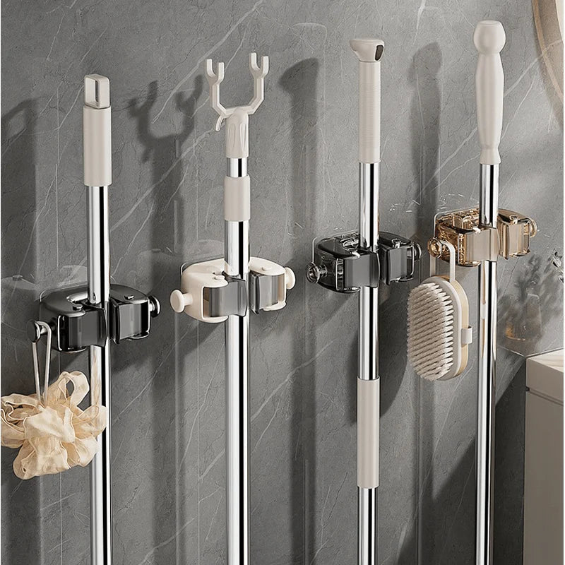 Crochets adhésifs multi-usages pour suspendre balai et serpillière au mur, accessoires de rangement pour la cuisine et la salle de bain
