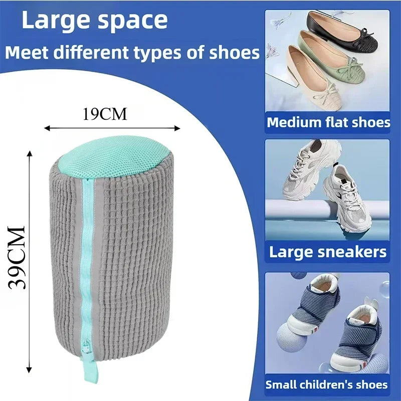 Sac à chaussures lavable en machine, en fibres douces - Protection de linge durable en polyester pour chaussures, avec sangle ajustable