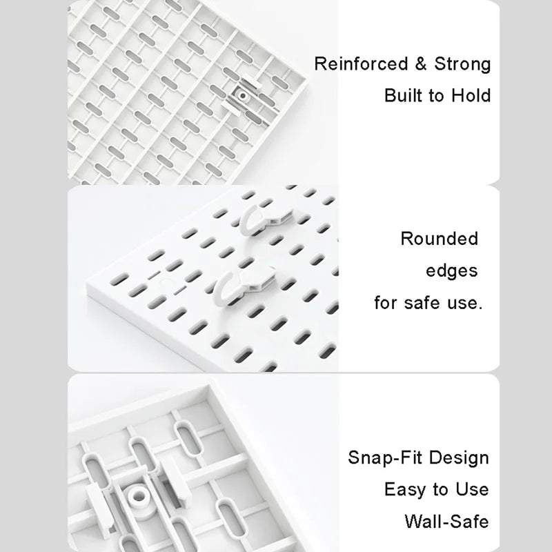 Étagère murale perforée - Rangement sans perçage pour salle de bain, entrée, cuisine