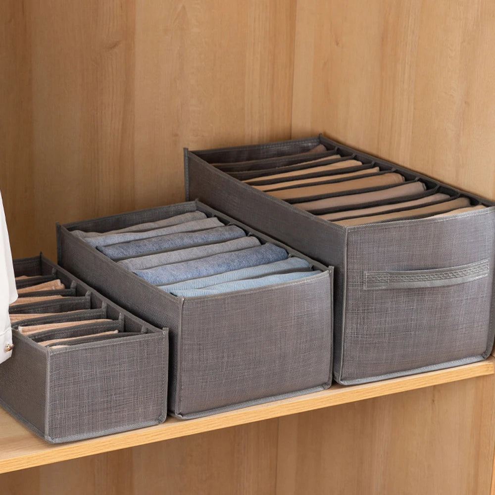 Organisateur de vêtements pliable pour placard, boîte de rangement pour jeans, organisateur de tiroir avec poignées, rangement de garde-robe