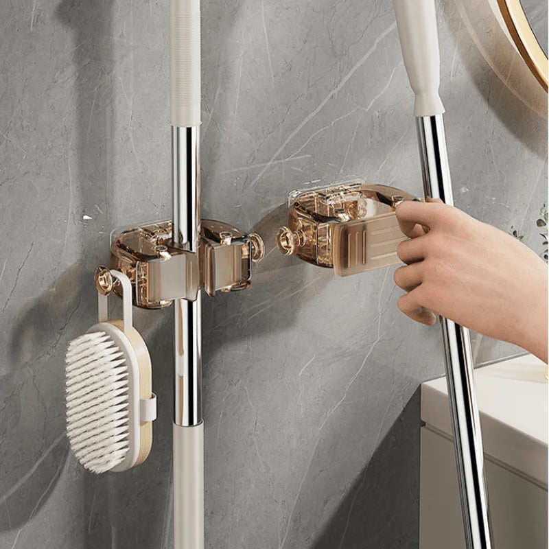 Crochets adhésifs multi-usages pour suspendre balai et serpillière au mur, accessoires de rangement pour la cuisine et la salle de bain