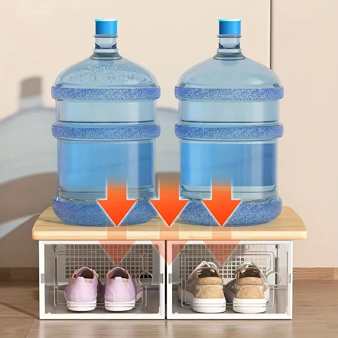 Lot de 2 ou 6 boîtes à chaussures transparentes et épaisses, pliables et empilables, en plastique, pour un rangement peu encombrant dans l'entrée, la chambre, le dortoir ou la maison. Décoration