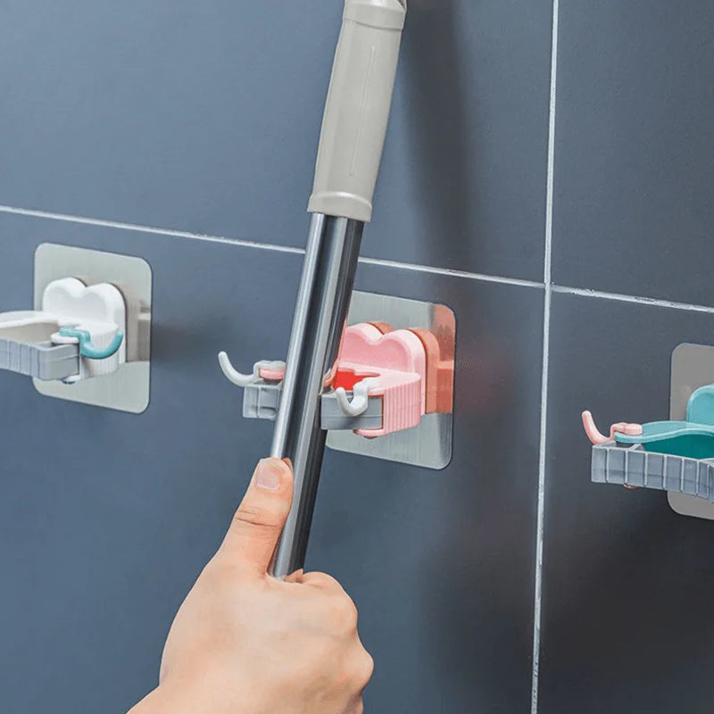 Crochets adhésifs multi-usages pour suspendre balai et serpillière au mur, accessoires de rangement pour la cuisine et la salle de bain