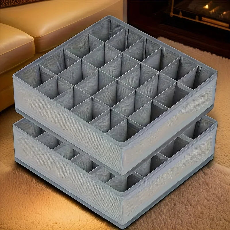 Organisateur de tiroir en tissu à 24 compartiments pour sous-vêtements, chaussettes et cravates - Boîte de rangement pliable pour placard avec fixation par tension