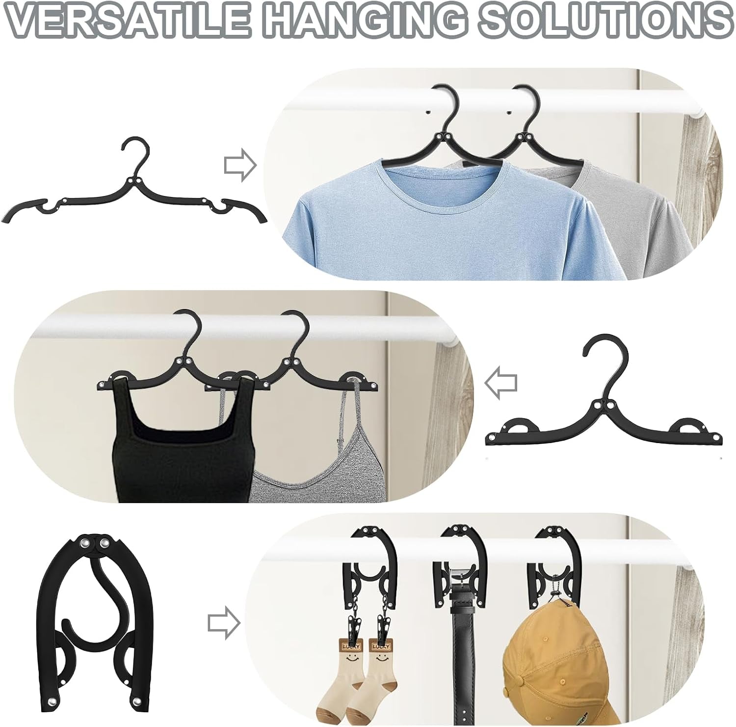 12 PCS Travel Hangers Cruise Ship Essentials Portable Folding Clothes Hangers Travel Accessories Foldable Clothes Drying Rack (Black)