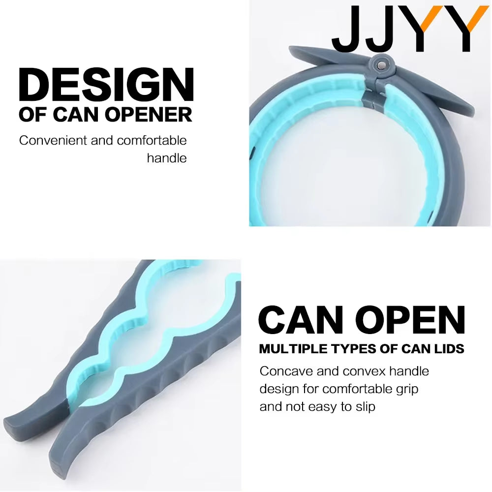 JJYY Can Opener Multifunctional Four in One Beverage Bottle Opener Cap Twister Four Position Can Opener anti Slip Cap Twister