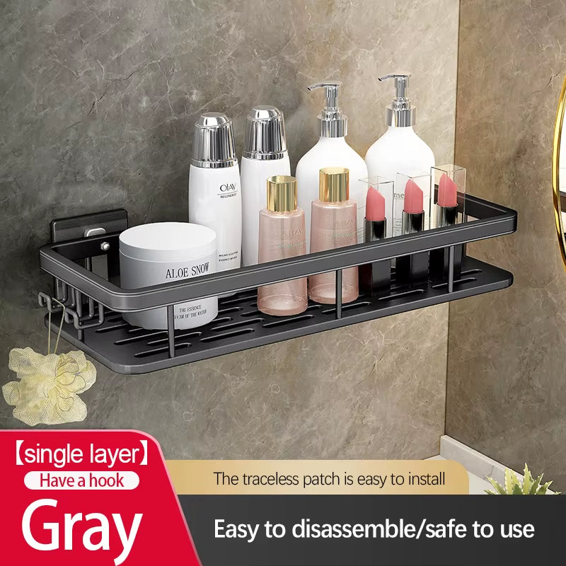 Bathroom Storage Rack Stainless Steel anti Rust Storage Shower Rack Suction Cup Storage Rack Household Storage Appliances