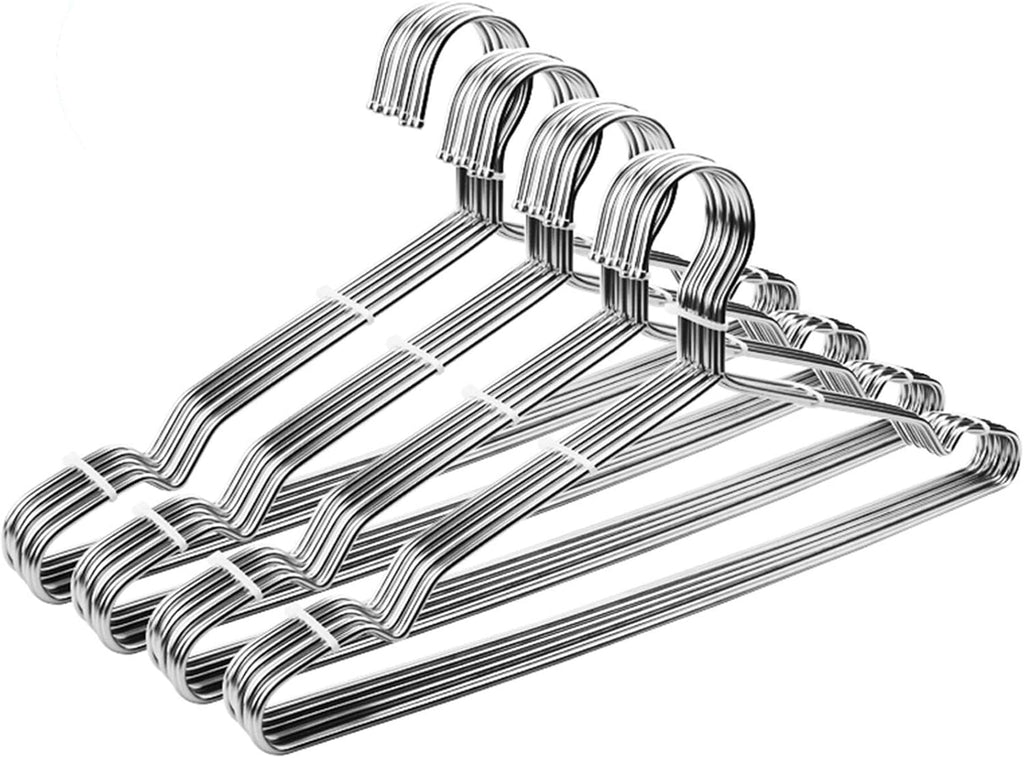 Coat Hangers Clothes 40 Pack Wire Hangers Heavy Duty Stainless Steel Hangers with Non Slip Grooves, Ultra Thin Metal Hangers Space Saving Clothing Hanger 16.5 Inch