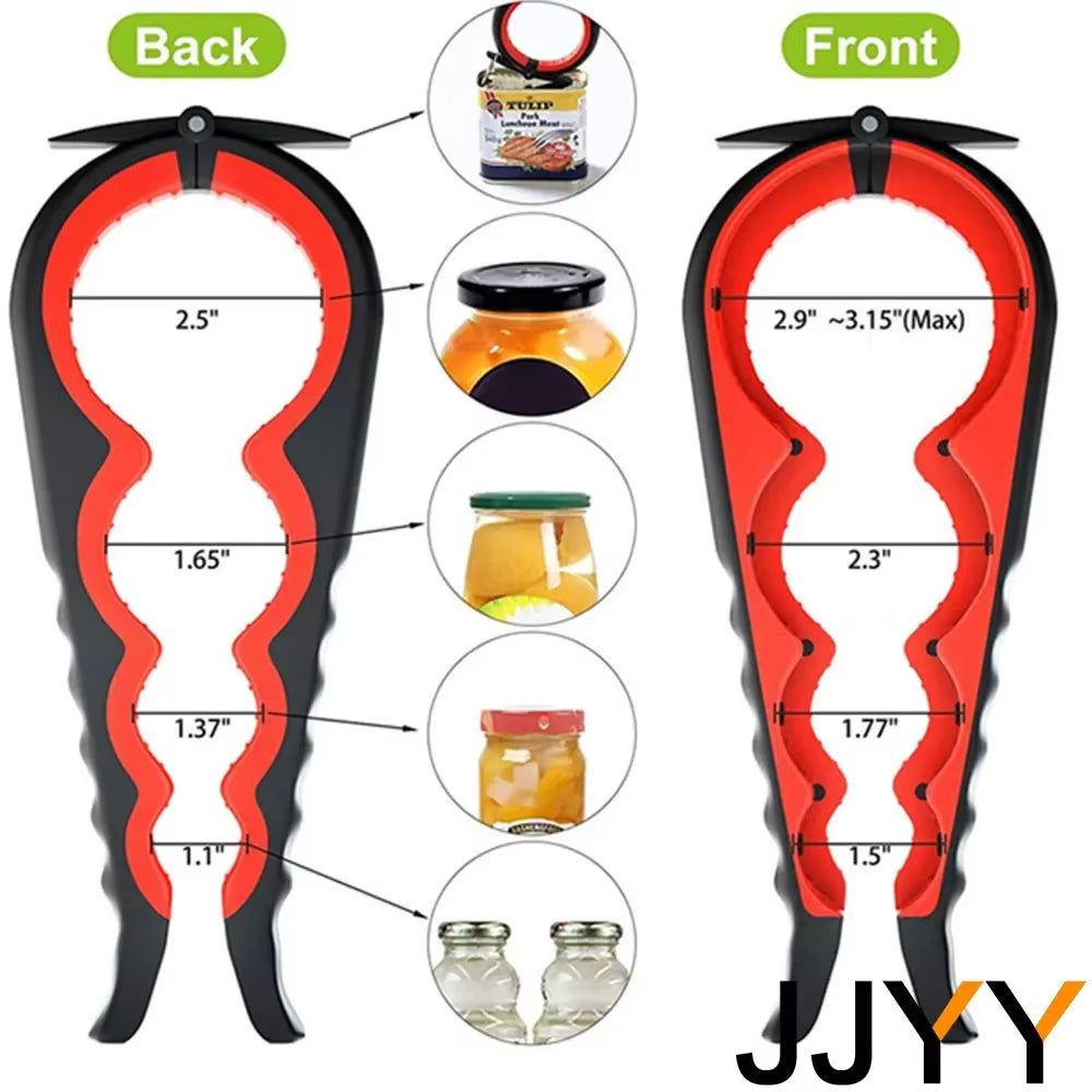 JJYY Can Opener Multifunctional Four in One Beverage Bottle Opener Cap Twister Four Position Can Opener anti Slip Cap Twister